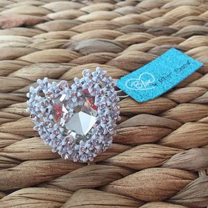 Betsey Johnson Blue Kitsch Heart Crystal Ring